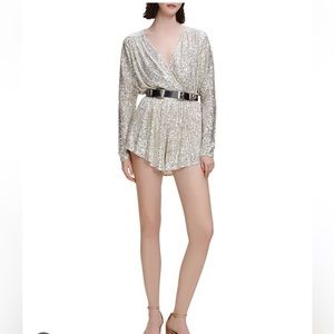 Maje Ilette Short Sequin Playsuit romper size 40